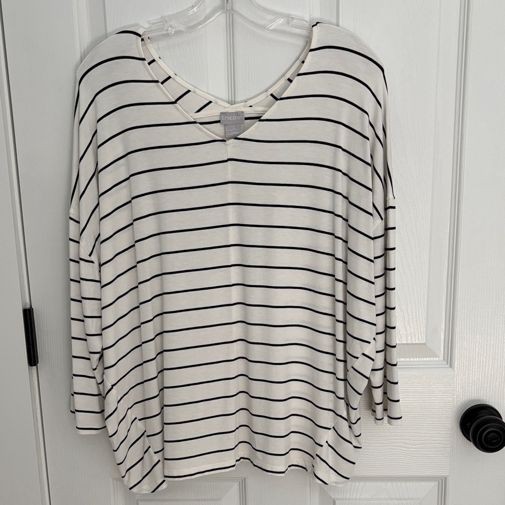 Chico's Striped V-Neck Top